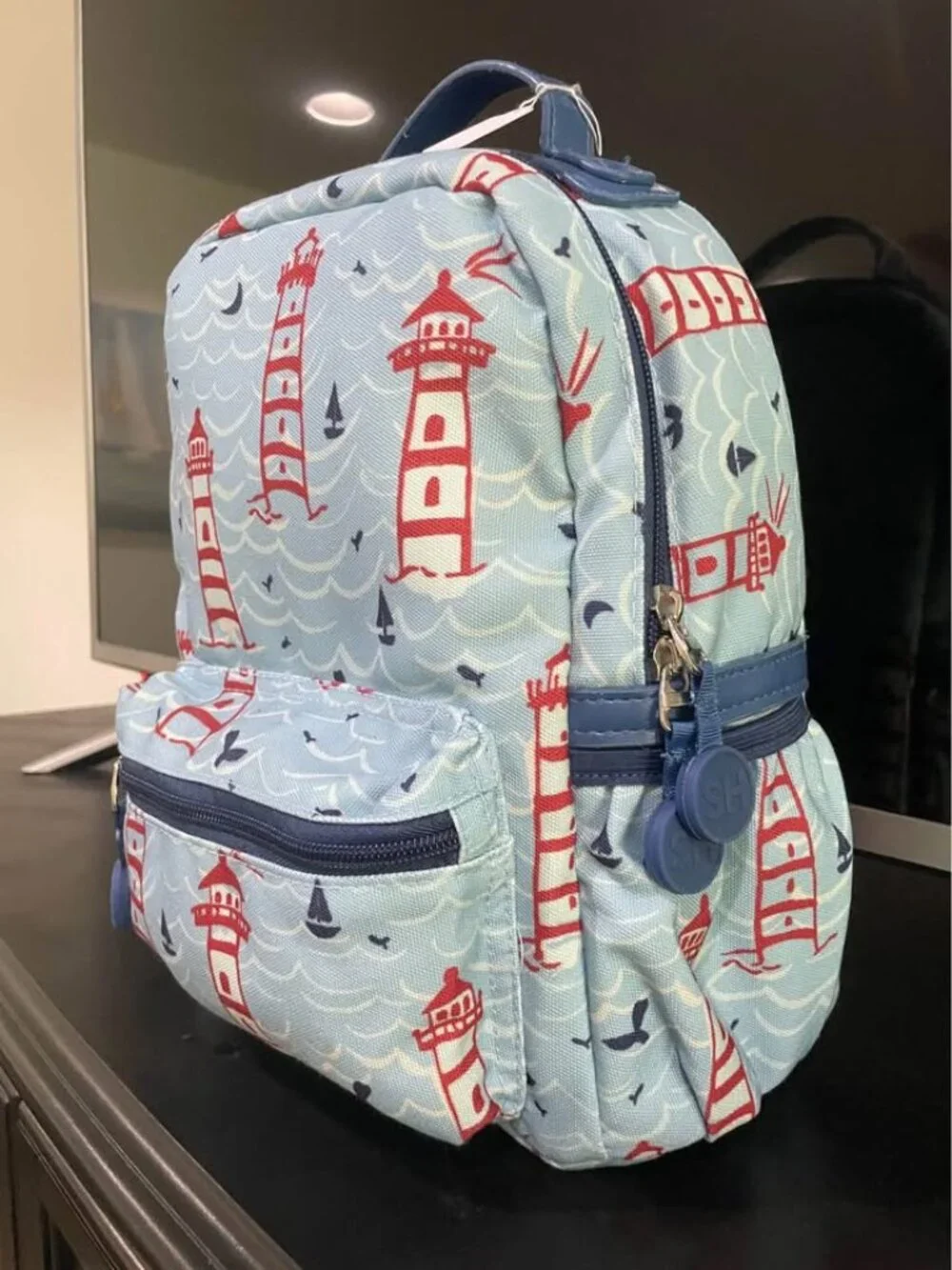 New SweetHoney Blue Lighthouses Mini Insulated Lunch Kit Cooler Unisex Coastal